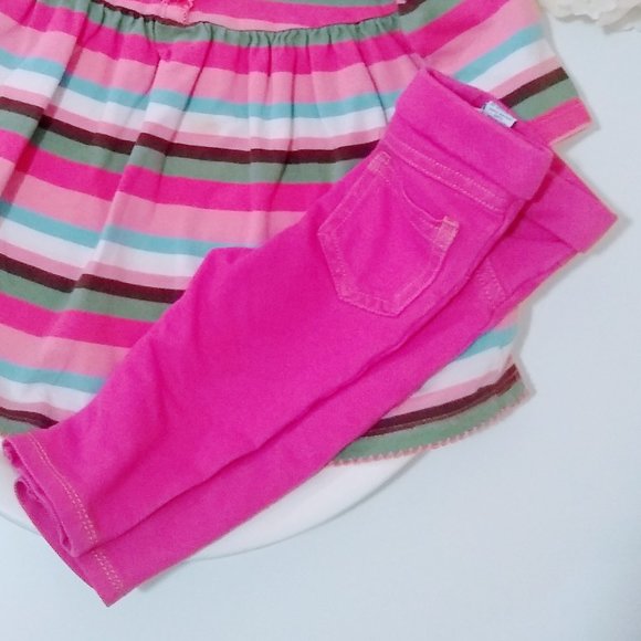 OSHKOSH PINK STRIPED MATCHING SET AND SHOES BUNDLE 6M - Picture 8 of 16